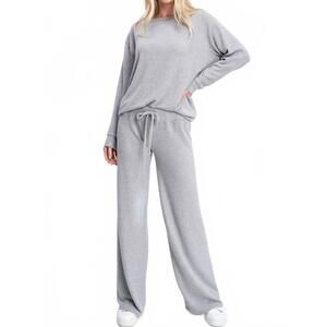 NEW PHIL LOVE solid loungewear set in heather grey